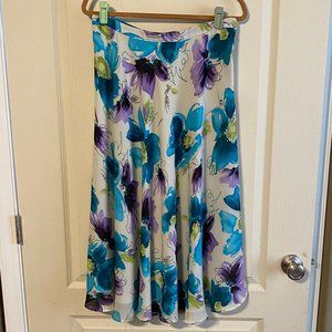 Blue and Purple Floral Print Skirt